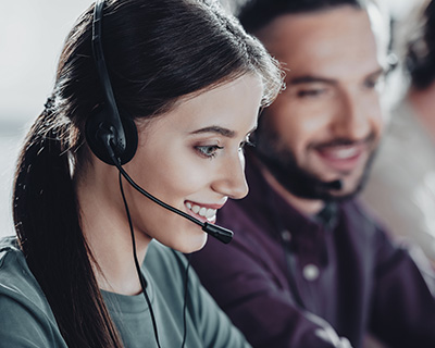 call center representative smiling